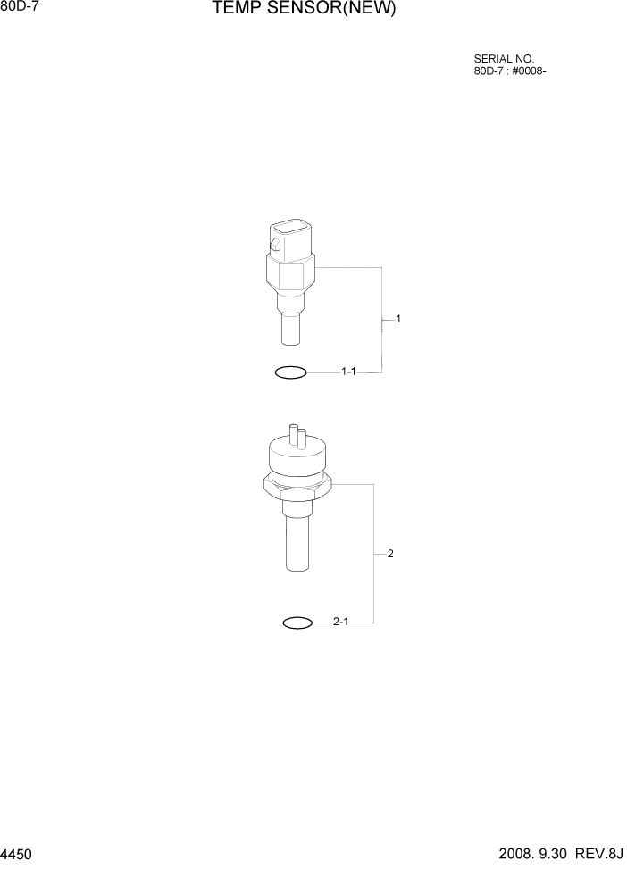Схема запчастей Hyundai 80D-7 - PAGE 4450 TEMP SENSOR(NEW) СИЛОВАЯ СИСТЕМА