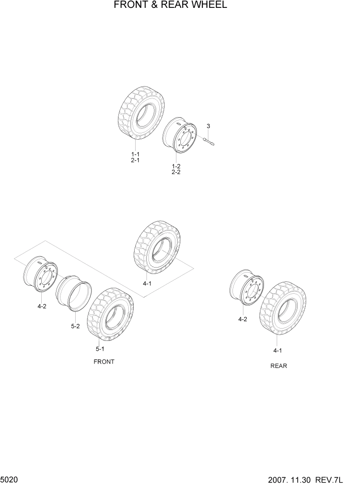 Схема запчастей Hyundai 80D-7 - PAGE 5020 FRONT & REAR WHEEL СИСТЕМА УПРАВЛЕНИЯ