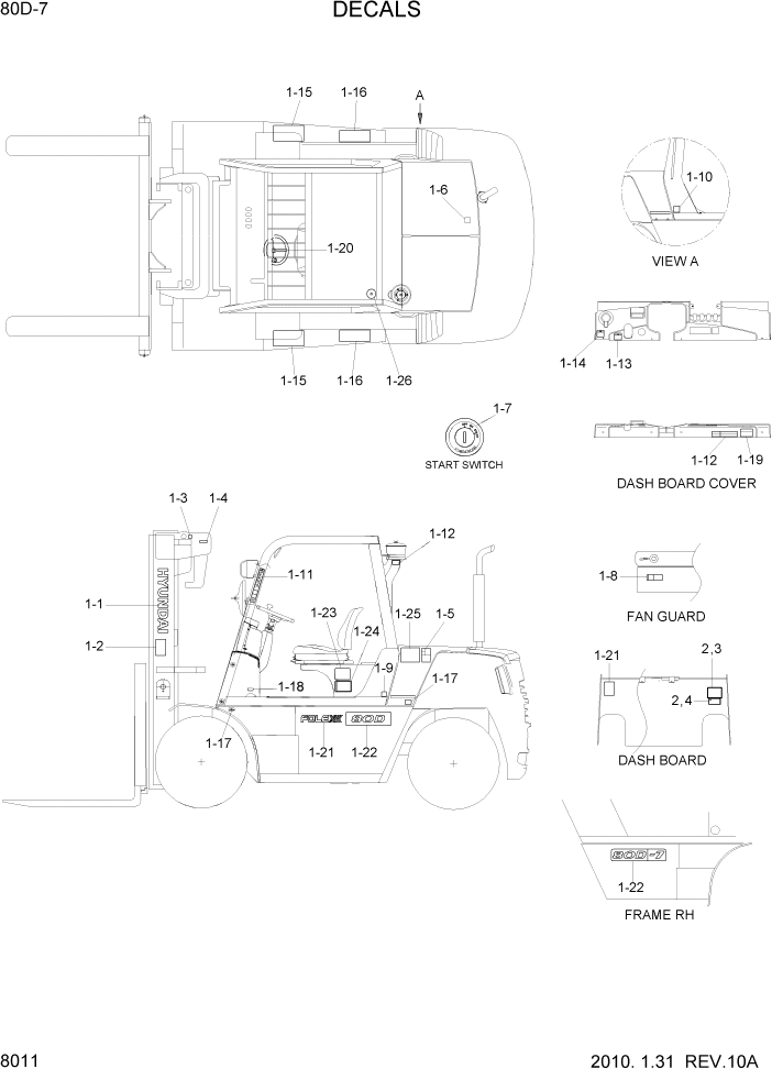 Схема запчастей Hyundai 80D-7 - PAGE 8011 DECALS ДРУГИЕ ЧАСТИ