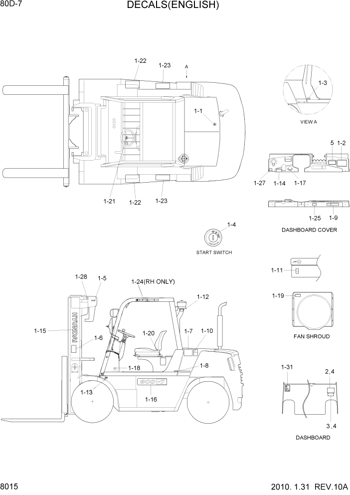 Схема запчастей Hyundai 80D-7 - PAGE 8015 DECALS(ENGLISH) ДРУГИЕ ЧАСТИ