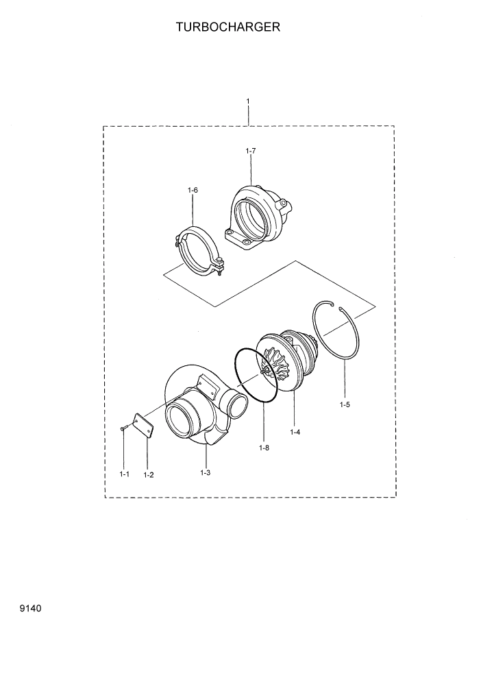 Схема запчастей Hyundai 80D-7 - PAGE 9140 TURBOCHARGER ДВИГАТЕЛЬ БАЗА