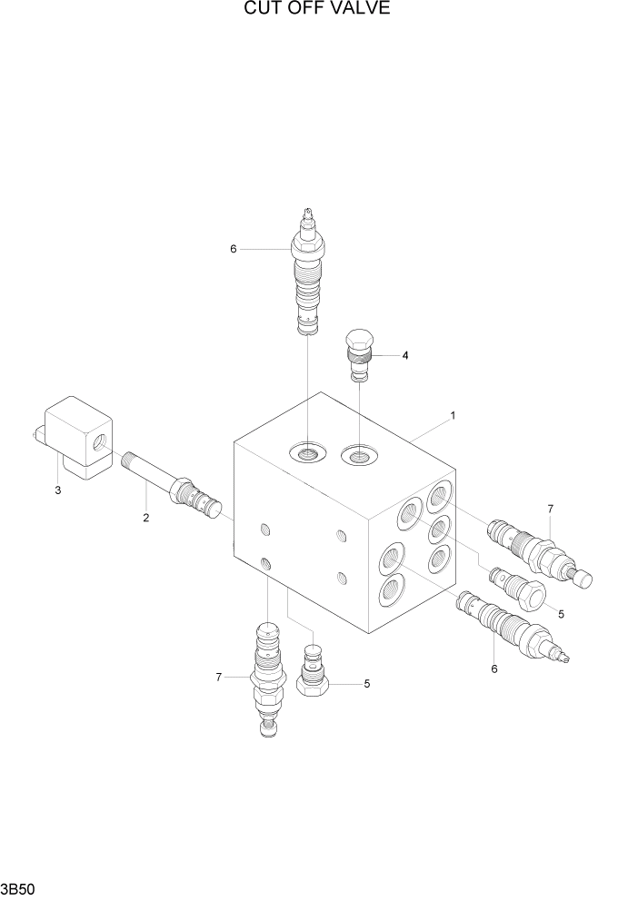 Схема запчастей Hyundai 100/120/130/160D-7 - PAGE 3B50 CUT OFF VALVE ГИДРАВЛИЧЕСКАЯ СИСТЕМА