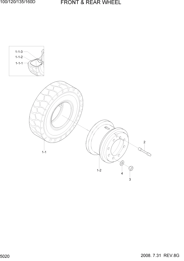 Схема запчастей Hyundai 100/120/130/160D-7 - PAGE 5020 FRONT & REAR WHEEL СИСТЕМА УПРАВЛЕНИЯ