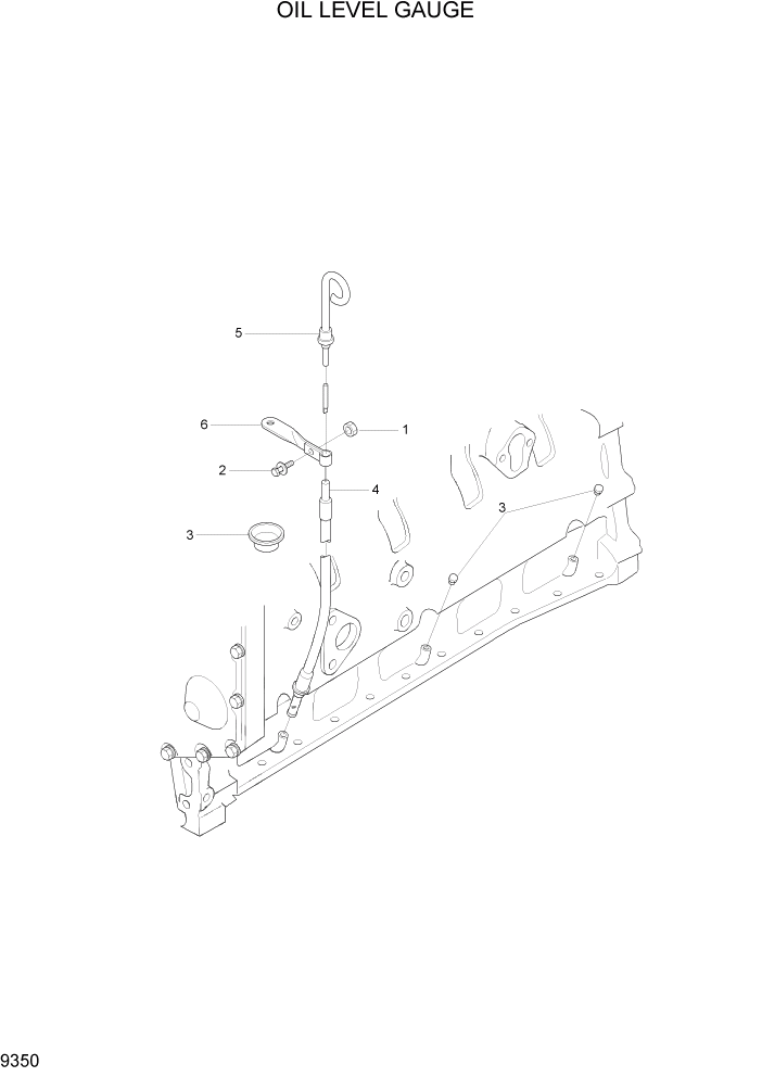 Схема запчастей Hyundai 100/120/130/160D-7 - PAGE 9350 OIL LEVEL GAUGE ДВИГАТЕЛЬ БАЗА