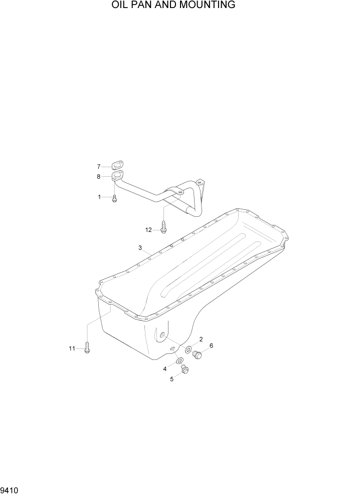 Схема запчастей Hyundai 100/120/130/160D-7 - PAGE 9410 OIL PAN AND MOUNTING ДВИГАТЕЛЬ БАЗА