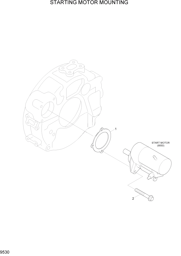 Схема запчастей Hyundai 100/120/130/160D-7 - PAGE 9530 STARTING MOTOR MOUNTING ДВИГАТЕЛЬ БАЗА