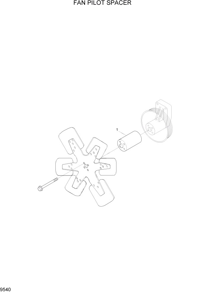 Схема запчастей Hyundai 100/120/130/160D-7 - PAGE 9540 FAN PILOT SPACER ДВИГАТЕЛЬ БАЗА