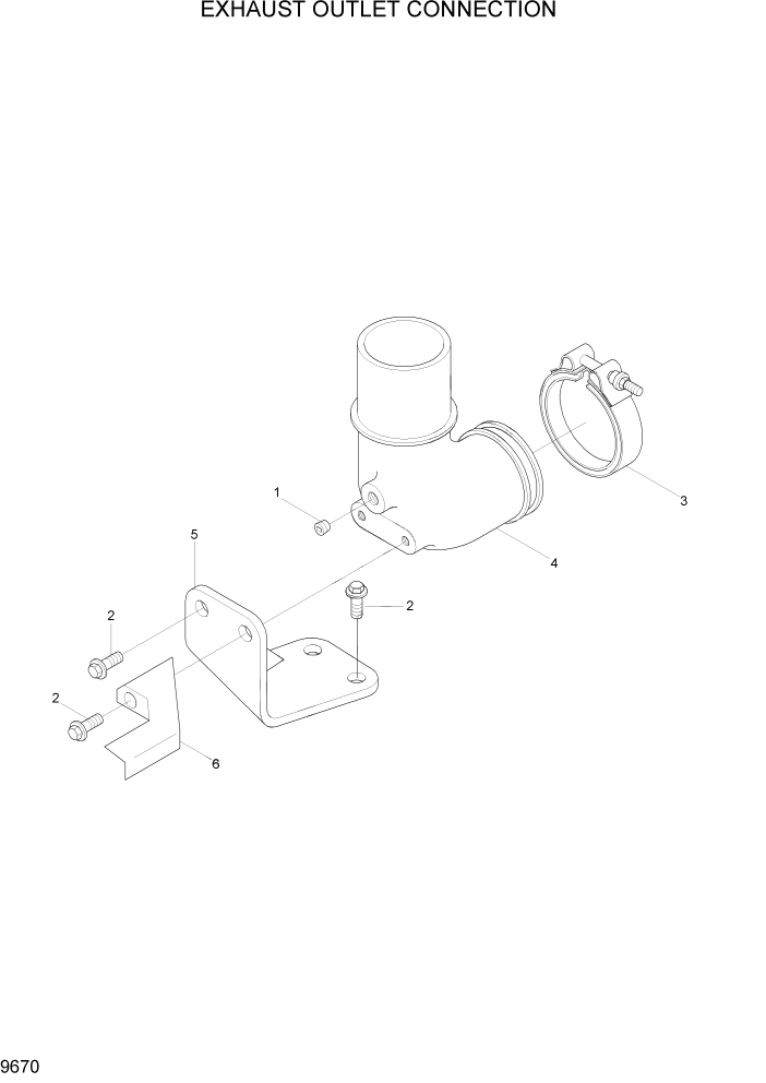 Схема запчастей Hyundai 100/120/130/160D-7 - PAGE 9670 EXHAUST OUTLET CONNECTION ДВИГАТЕЛЬ БАЗА