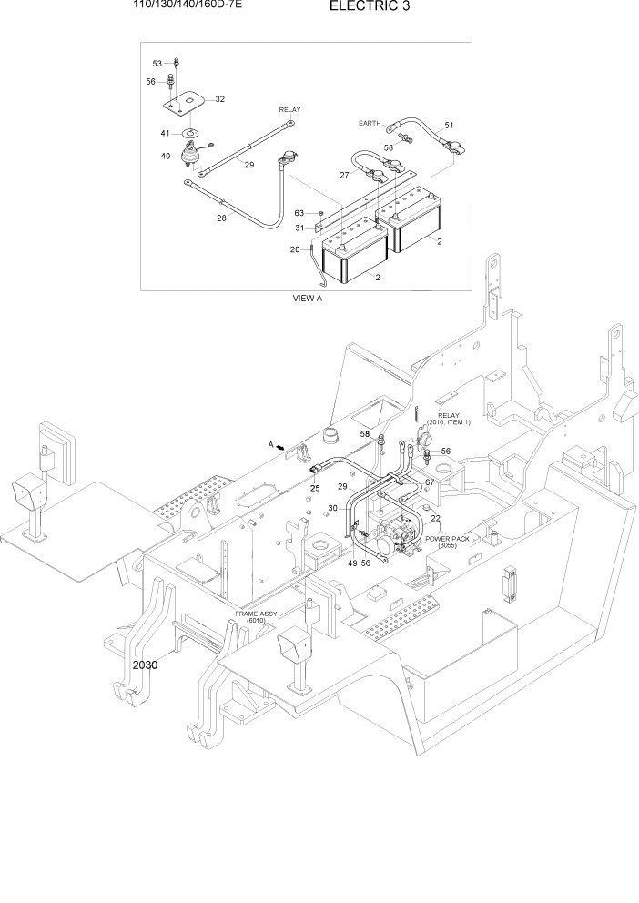 Схема запчастей Hyundai 110/130/140/160D-7E - PAGE 2030 ELECTRIC 3 ЭЛЕКТРИЧЕСКАЯ СИСТЕМА