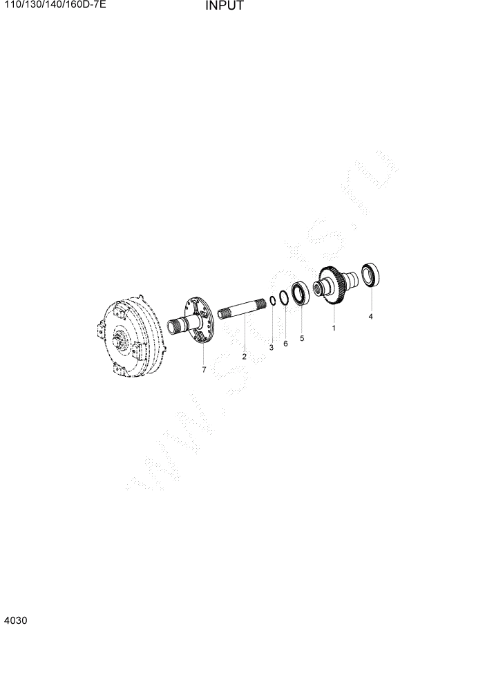 Схема запчастей Hyundai 110/130/140/160D-7E - PAGE 4030 INPUT СИЛОВАЯ СИСТЕМА