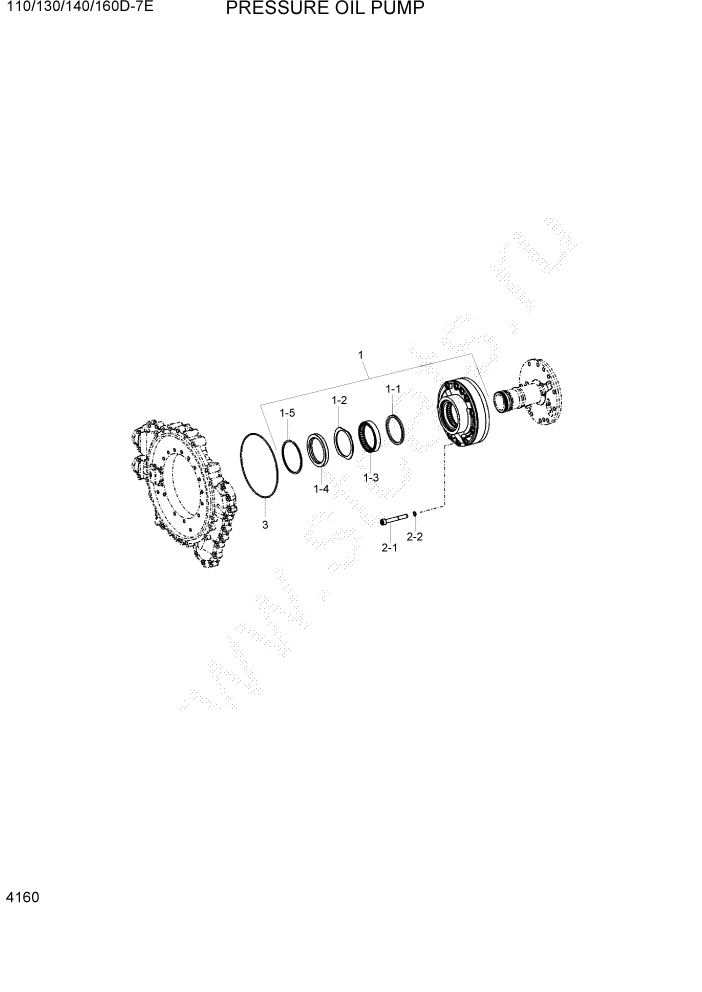 Схема запчастей Hyundai 110/130/140/160D-7E - PAGE 4160 PRESSURE OIL PUMP СИЛОВАЯ СИСТЕМА