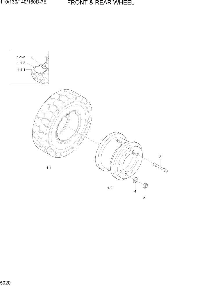 Схема запчастей Hyundai 110/130/140/160D-7E - PAGE 5020 FRONT & REAR WHEEL СИСТЕМА УПРАВЛЕНИЯ