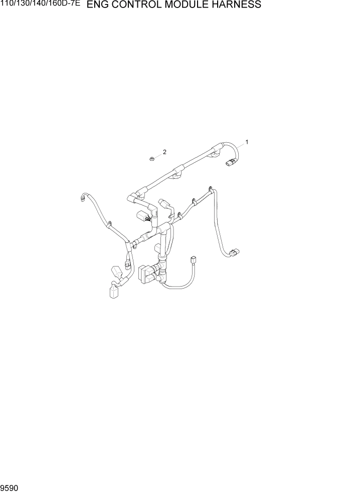 Схема запчастей Hyundai 110/130/140/160D-7E - PAGE 9590 ENG CONTROL MODULE HARNESS ДВИГАТЕЛЬ БАЗА