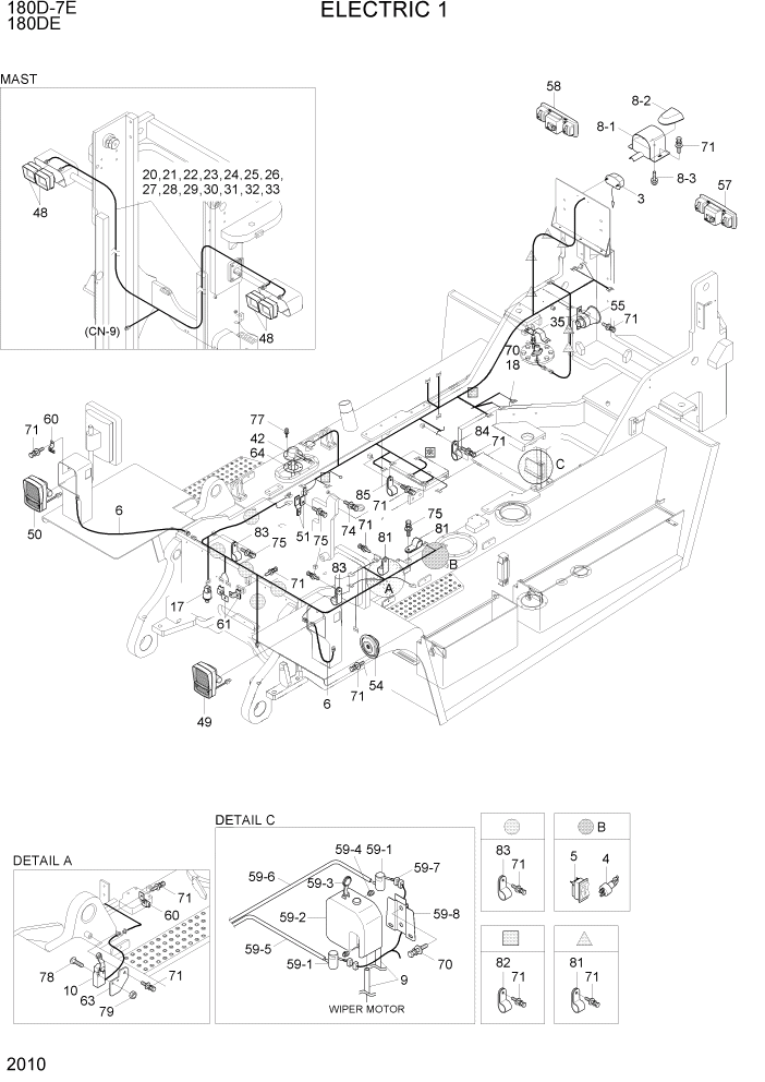 Схема запчастей Hyundai 180DE - PAGE 2010 ELECTRIC 1 ЭЛЕКТРИЧЕСКАЯ СИСТЕМА