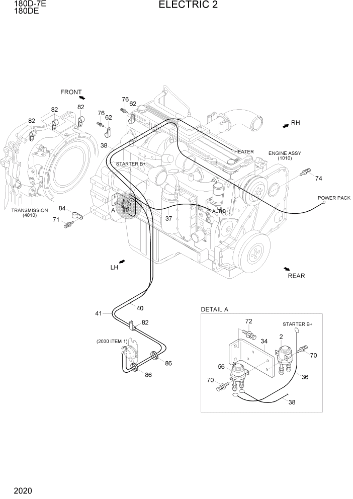 Схема запчастей Hyundai 180DE - PAGE 2020 ELECTRIC 2 ЭЛЕКТРИЧЕСКАЯ СИСТЕМА