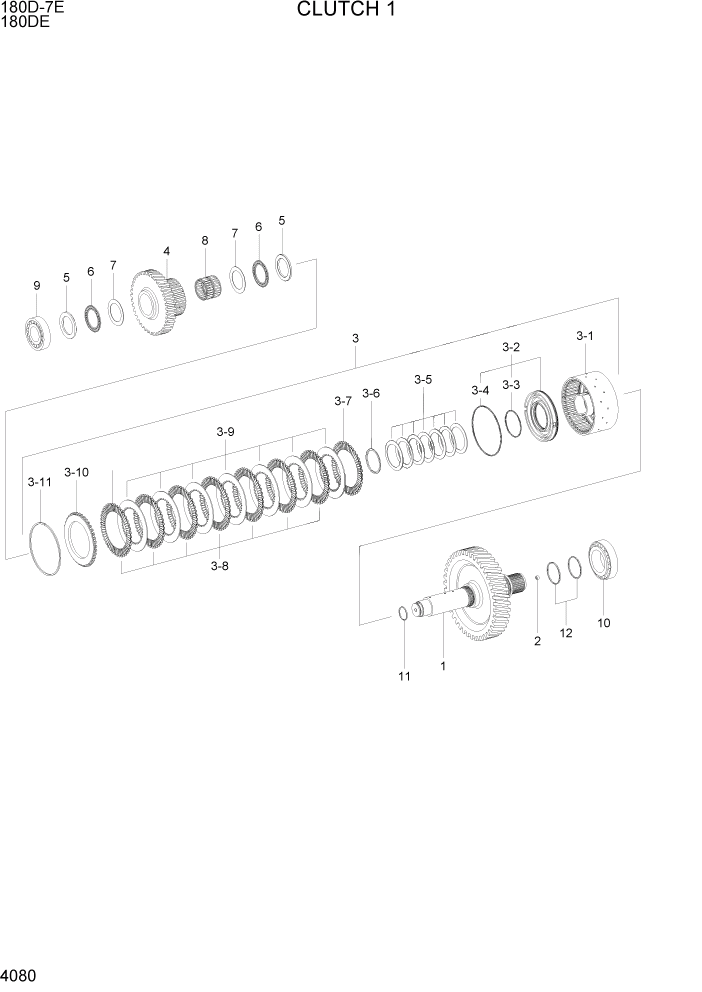 Схема запчастей Hyundai 180DE - PAGE 4080 CLUTCH 1 СИЛОВАЯ СИСТЕМА