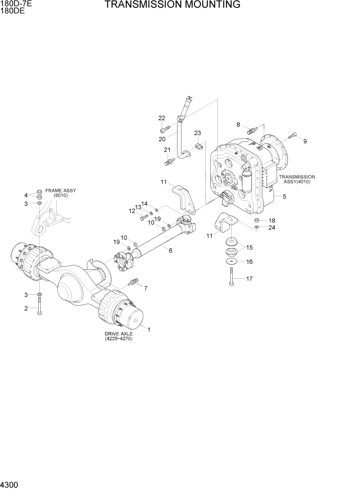 Схема запчастей Hyundai 180DE - PAGE 4300 TRANSMISSION MOUNTING СИЛОВАЯ СИСТЕМА