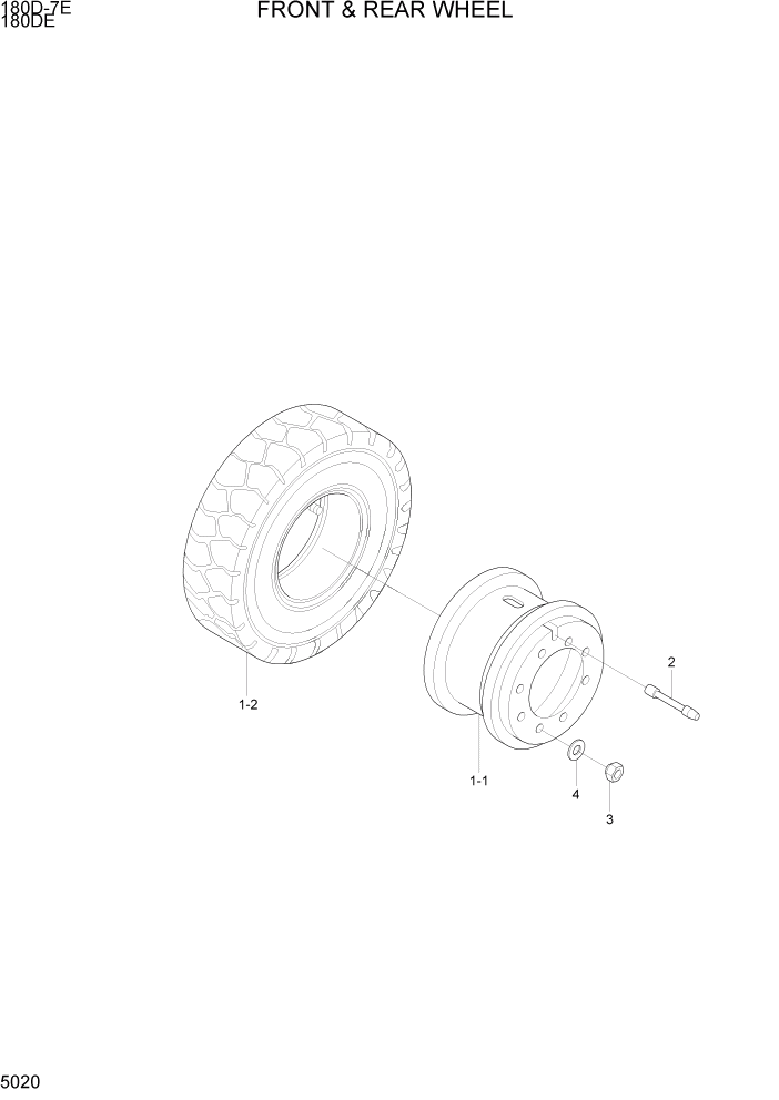 Схема запчастей Hyundai 180DE - PAGE 5020 FRONT & REAR WHEEL СИСТЕМА УПРАВЛЕНИЯ