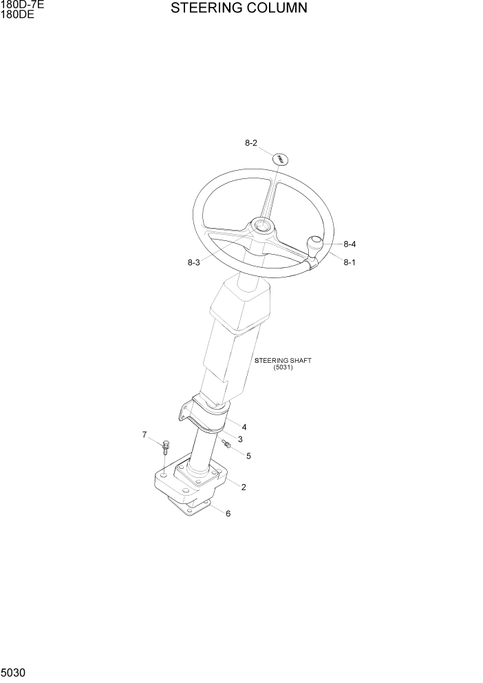 Схема запчастей Hyundai 180DE - PAGE 5030 STEERING COLUMN СИСТЕМА УПРАВЛЕНИЯ