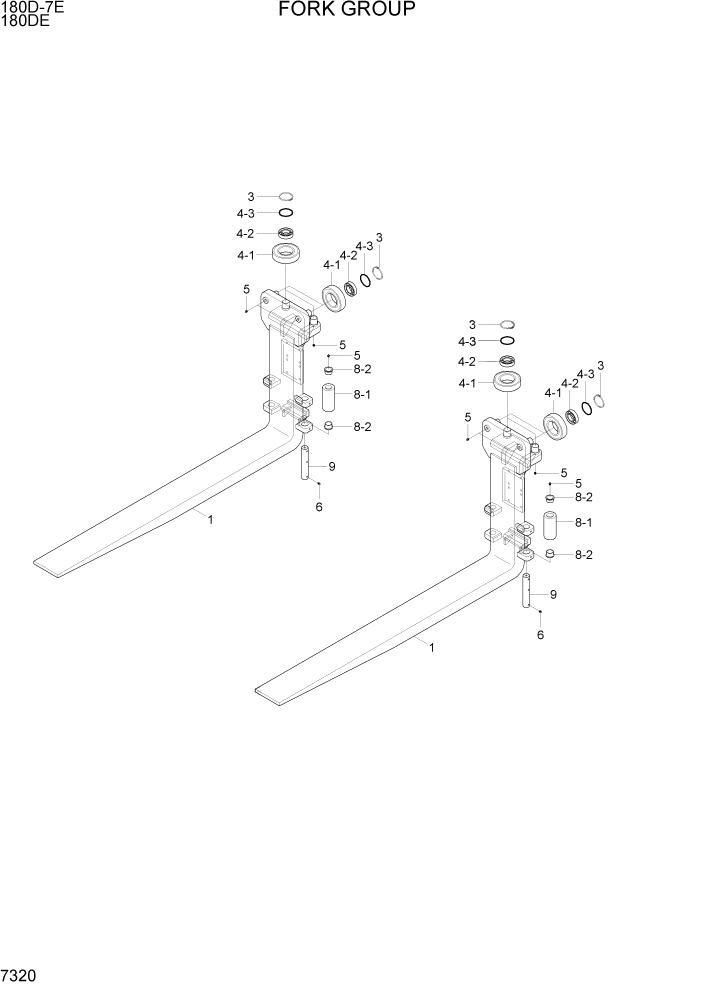 Схема запчастей Hyundai 180DE - PAGE 7320 FORK GROUP РАБОЧЕЕ ОБОРУДОВАНИЕ