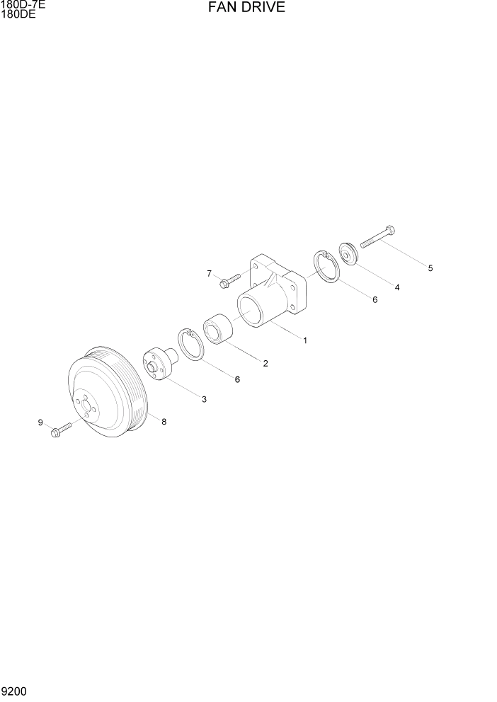 Схема запчастей Hyundai 180DE - PAGE 9200 FAN DRIVE ДВИГАТЕЛЬ БАЗА