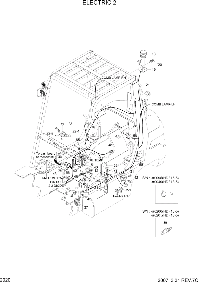 Схема запчастей Hyundai HDF15/HDF18-5 - PAGE 2020 ELECTRIC 2 ЭЛЕКТРИЧЕСКАЯ СИСТЕМА
