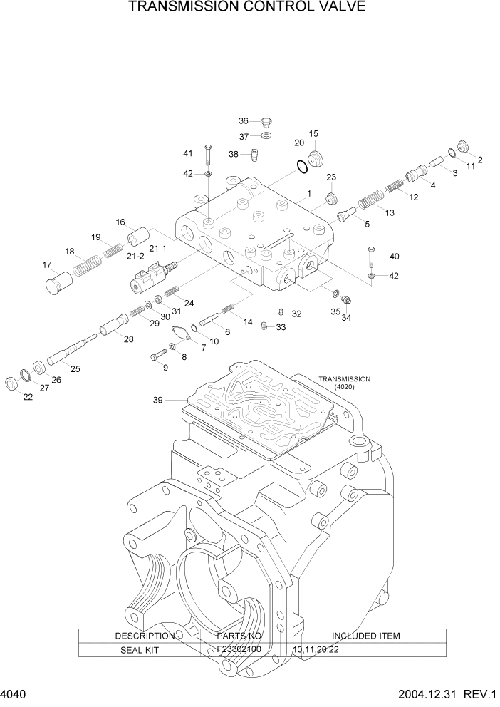 Схема запчастей Hyundai HDF15/HDF18-5 - PAGE 4040 TRANSMISSION CONTROL VALVE СИЛОВАЯ СИСТЕМА