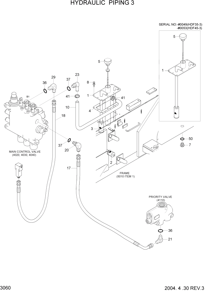 Схема запчастей Hyundai HDF35/HDF45-3 - PAGE 3060 HYDRAULIC PIPING 3 ГИДРАВЛИЧЕСКАЯ СИСТЕМА