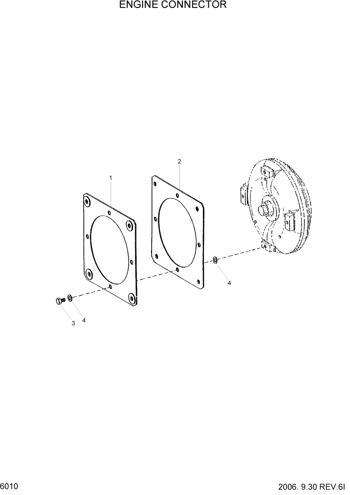 Схема запчастей Hyundai HDF50/HDF70-3 - PAGE 6010 ENGINE CONNECTOR СИЛОВАЯ СИСТЕМА