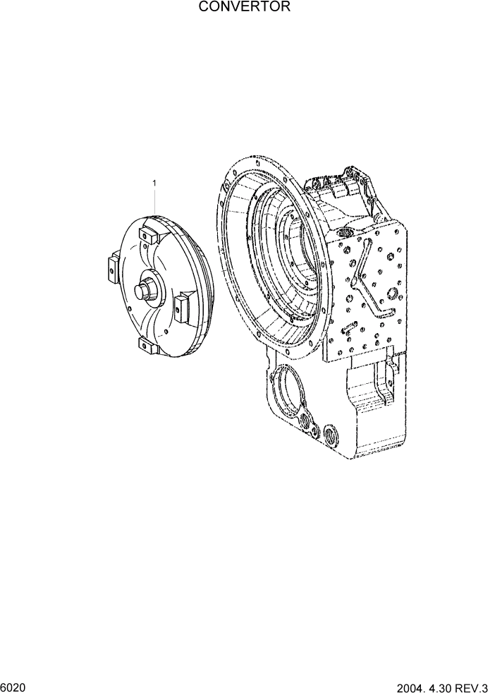 Схема запчастей Hyundai HDF50/HDF70-3 - PAGE 6020 CONVERTER СИЛОВАЯ СИСТЕМА