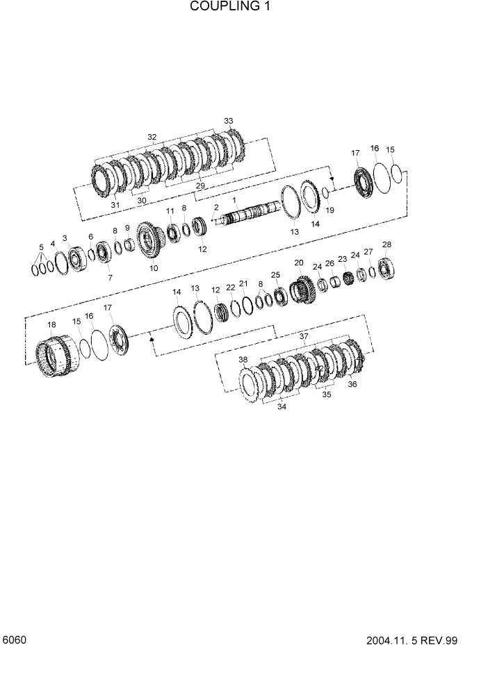 Схема запчастей Hyundai HDF50/HDF70-3 - PAGE 6060 COUPLING 1 СИЛОВАЯ СИСТЕМА