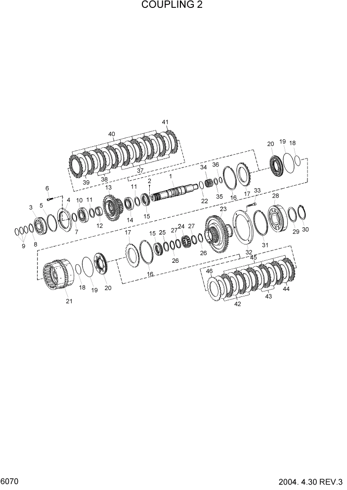 Схема запчастей Hyundai HDF50/HDF70-3 - PAGE 6070 COUPLING 2 СИЛОВАЯ СИСТЕМА