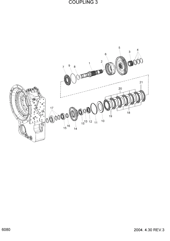 Схема запчастей Hyundai HDF50/HDF70-3 - PAGE 6080 COUPLING 3 СИЛОВАЯ СИСТЕМА