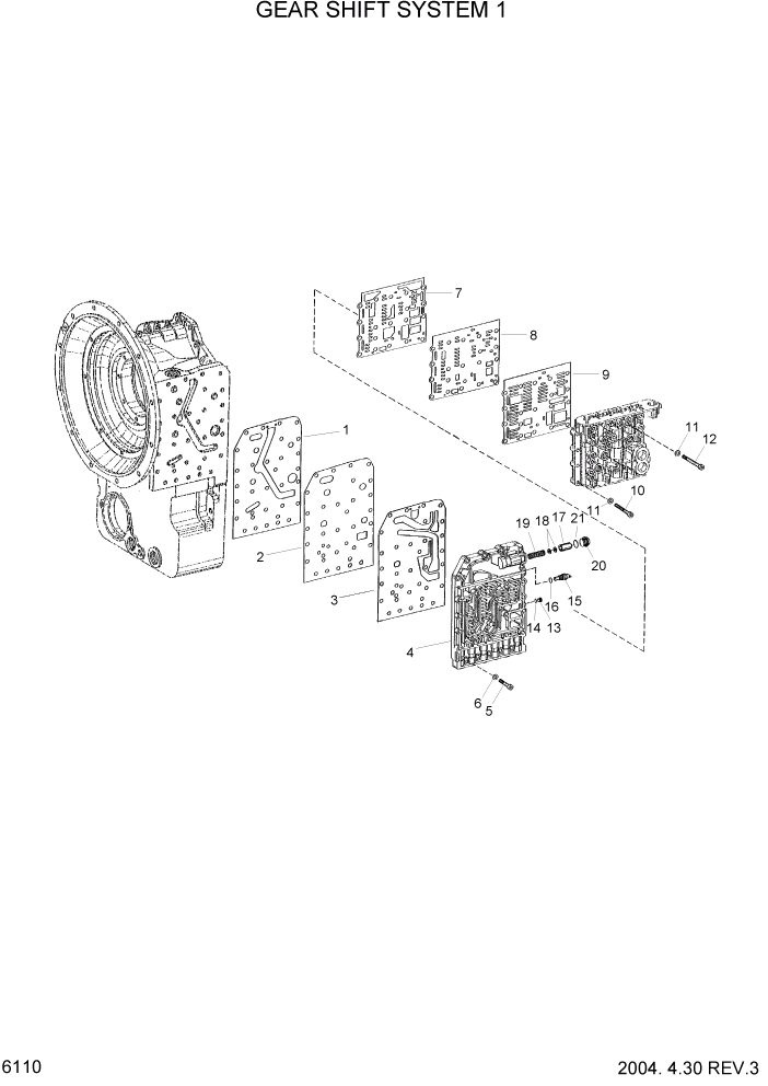 Схема запчастей Hyundai HDF50/HDF70-3 - PAGE 6110 GEAR SHIFT SYSTEM 1 СИЛОВАЯ СИСТЕМА