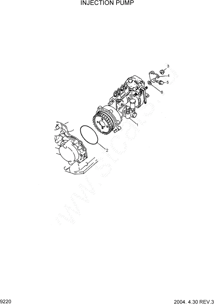 Схема запчастей Hyundai HDF50/HDF70-3 - PAGE 9220 INJECTION PUMP ДВИГАТЕЛЬ БАЗА