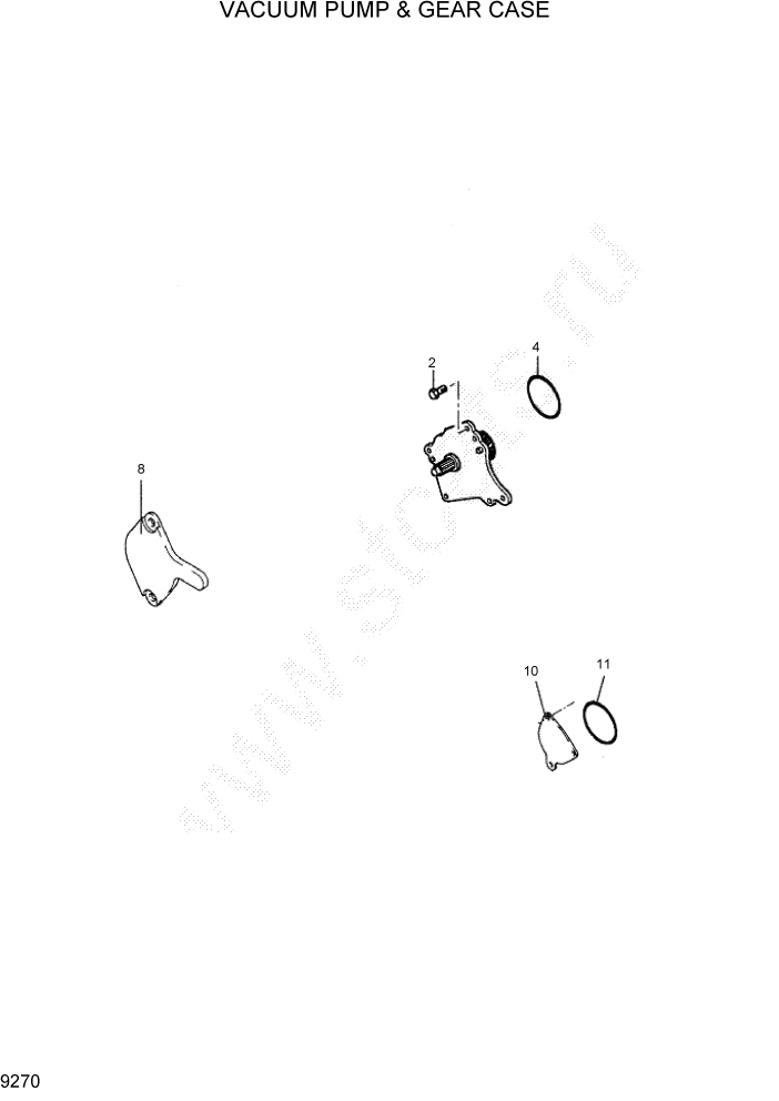 Схема запчастей Hyundai HDF50/HDF70-3 - PAGE 9270 VACUUM PUMP & GEAR CASE ДВИГАТЕЛЬ БАЗА