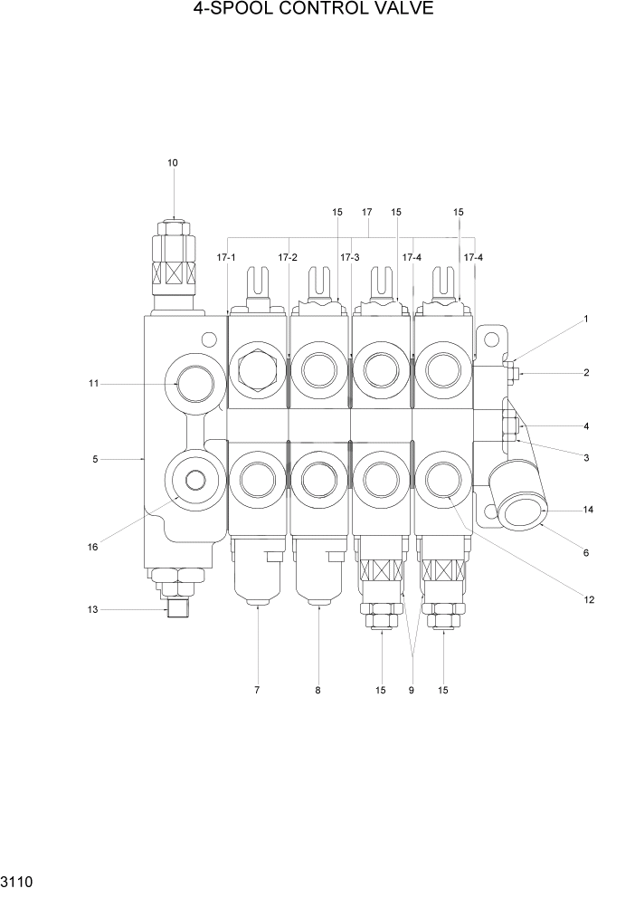 Схема запчастей Hyundai HDF20/HDF25/HDF30-2 - PAGE 3110 4-SPOOL CONTROL VALVE ГИДРАВЛИЧЕСКАЯ СИСТЕМА