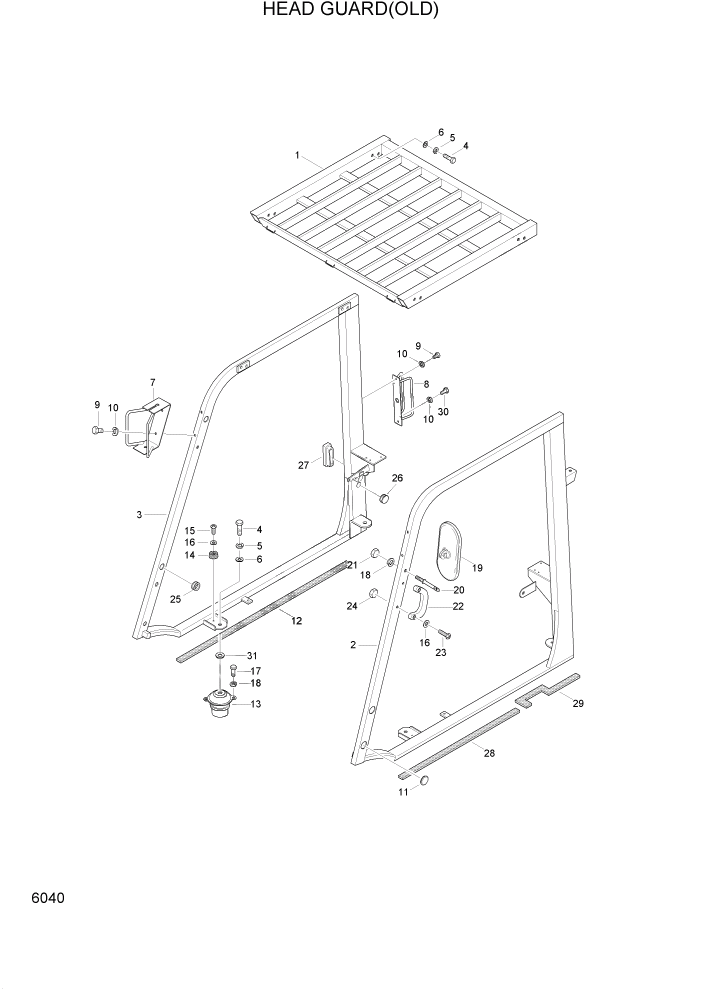 Схема запчастей Hyundai HDF20/HDF25/HDF30-2 - PAGE 6040 HEAD GUARD(OLD) СТРУКТУРА