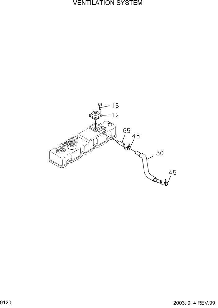 Схема запчастей Hyundai HDF20/HDF25/HDF30-2 - PAGE 9120 VENTILATION SYSTEM ДВИГАТЕЛЬ БАЗА