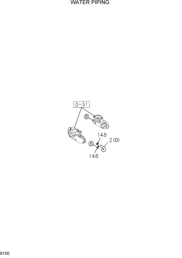 Схема запчастей Hyundai HDF20/HDF25/HDF30-2 - PAGE 9150 WATER PIPING ДВИГАТЕЛЬ БАЗА