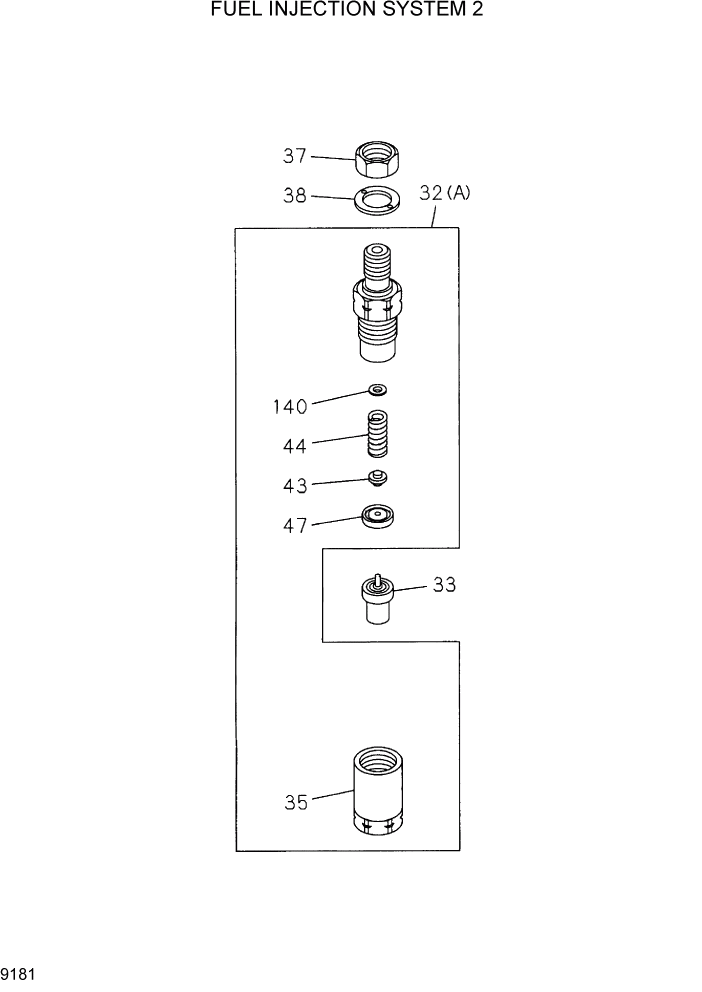 Схема запчастей Hyundai HDF20/HDF25/HDF30-2 - PAGE 9181 FUEL INJECTION SYSTEM 2 ДВИГАТЕЛЬ БАЗА