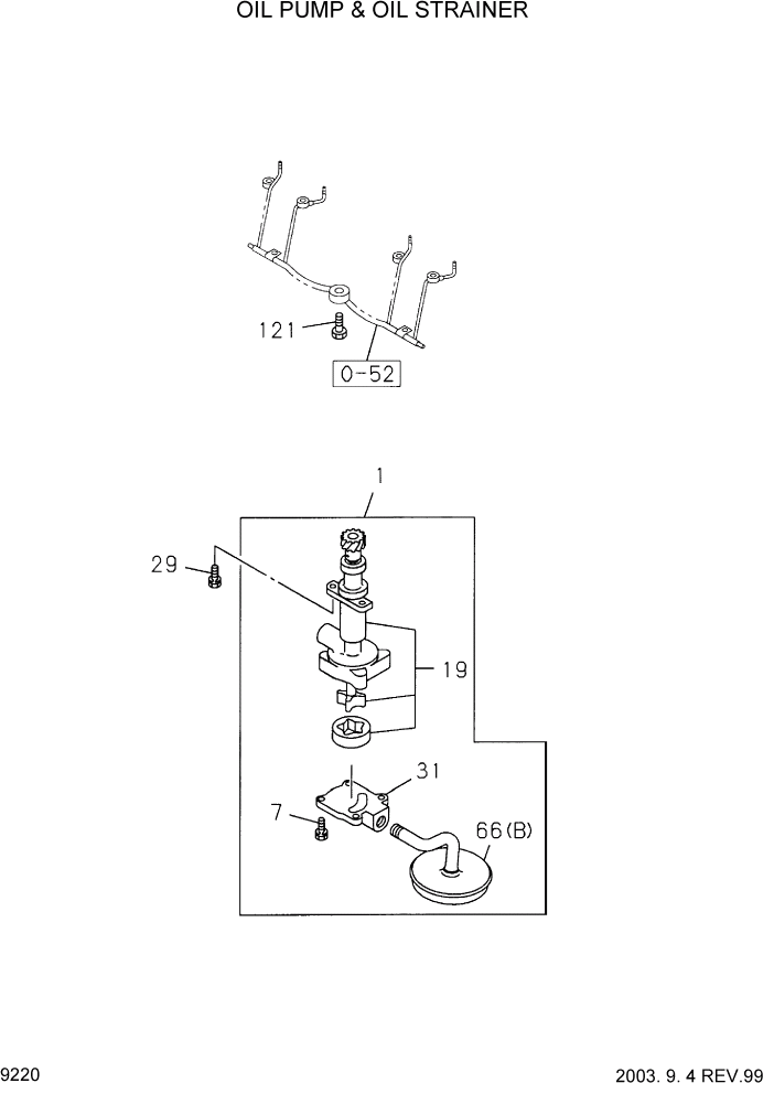 Схема запчастей Hyundai HDF20/HDF25/HDF30-2 - PAGE 9220 OIL PUMP & OIL STRAINER ДВИГАТЕЛЬ БАЗА