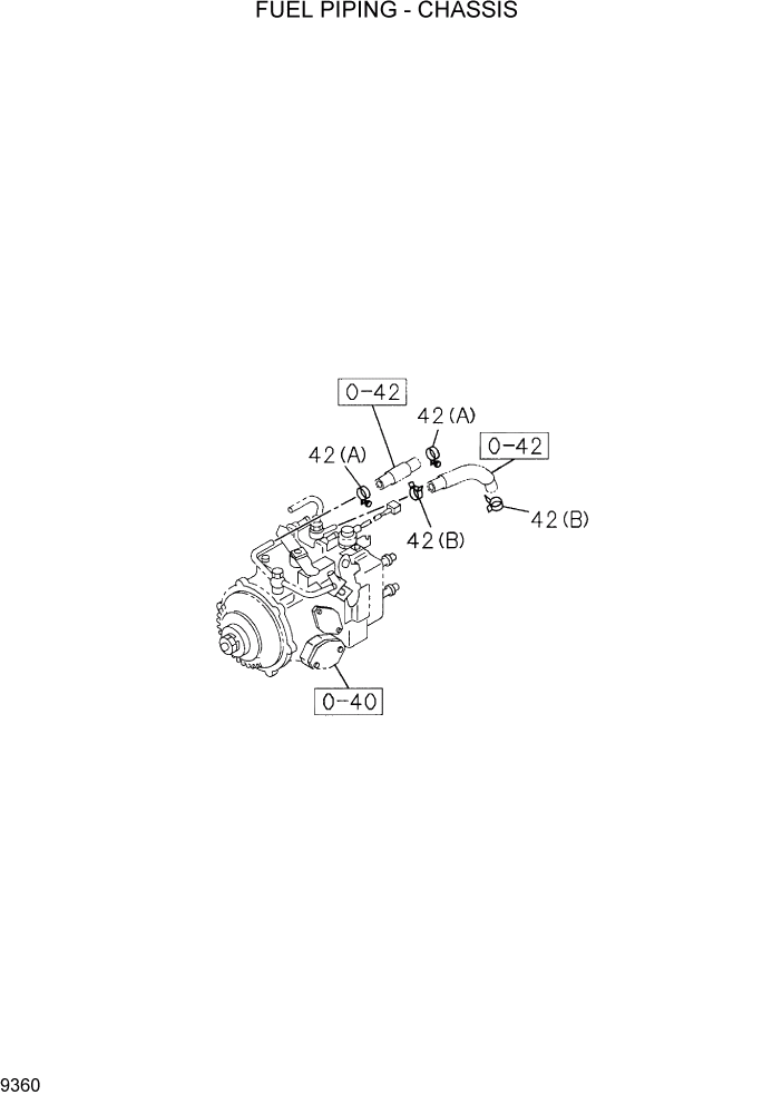 Схема запчастей Hyundai HDF20/HDF25/HDF30-2 - PAGE 9360 FUEL PIPING-CHASSIS ДВИГАТЕЛЬ БАЗА