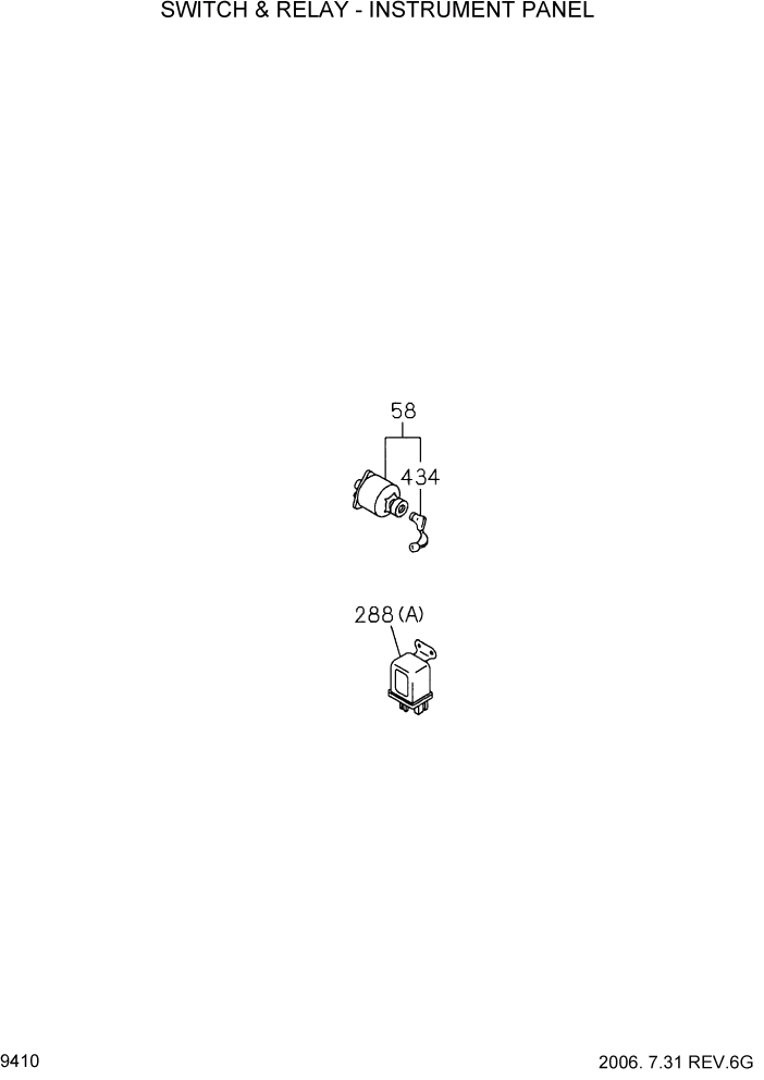 Схема запчастей Hyundai HDF20/HDF25/HDF30-2 - PAGE 9410 SWITCH & RELAY-INSTRUMENT PANEL ДВИГАТЕЛЬ БАЗА