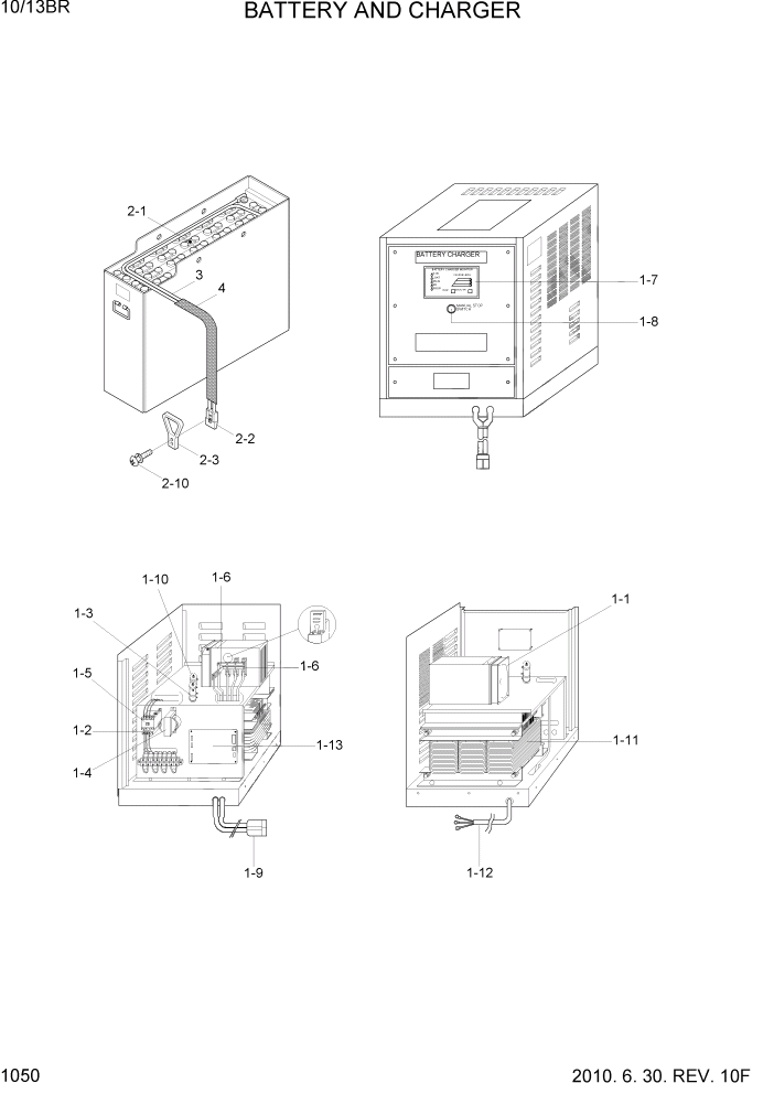 Схема запчастей Hyundai 10/13BR - PAGE 1050 BATTERY AND CHARGER ЭЛЕКТРИЧЕСКАЯ СИСТЕМА