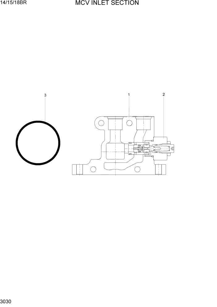Схема запчастей Hyundai 14/15/18BR - PAGE 3030 MCV INLET SECTION ГИДРАВЛИЧЕСКИЕ КОМПОНЕНТЫ