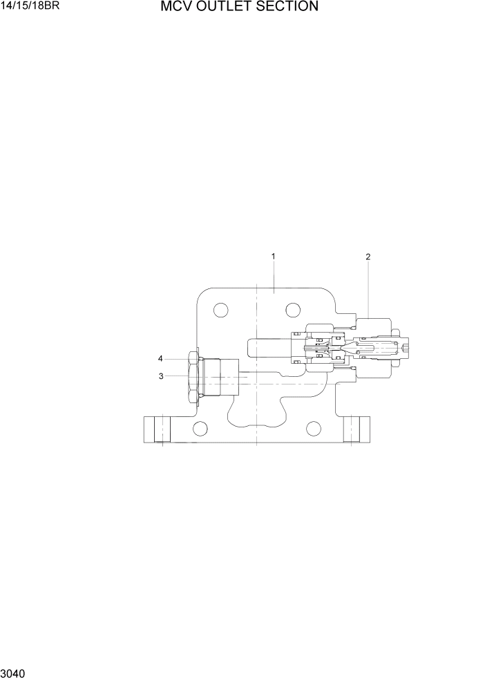 Схема запчастей Hyundai 14/15/18BR - PAGE 3040 MCV OUTLET SECTION ГИДРАВЛИЧЕСКИЕ КОМПОНЕНТЫ