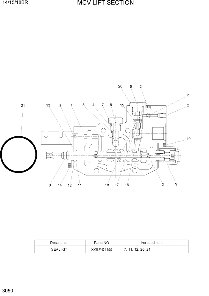 Схема запчастей Hyundai 14/15/18BR - PAGE 3050 MCV LIFT SECTION ГИДРАВЛИЧЕСКИЕ КОМПОНЕНТЫ