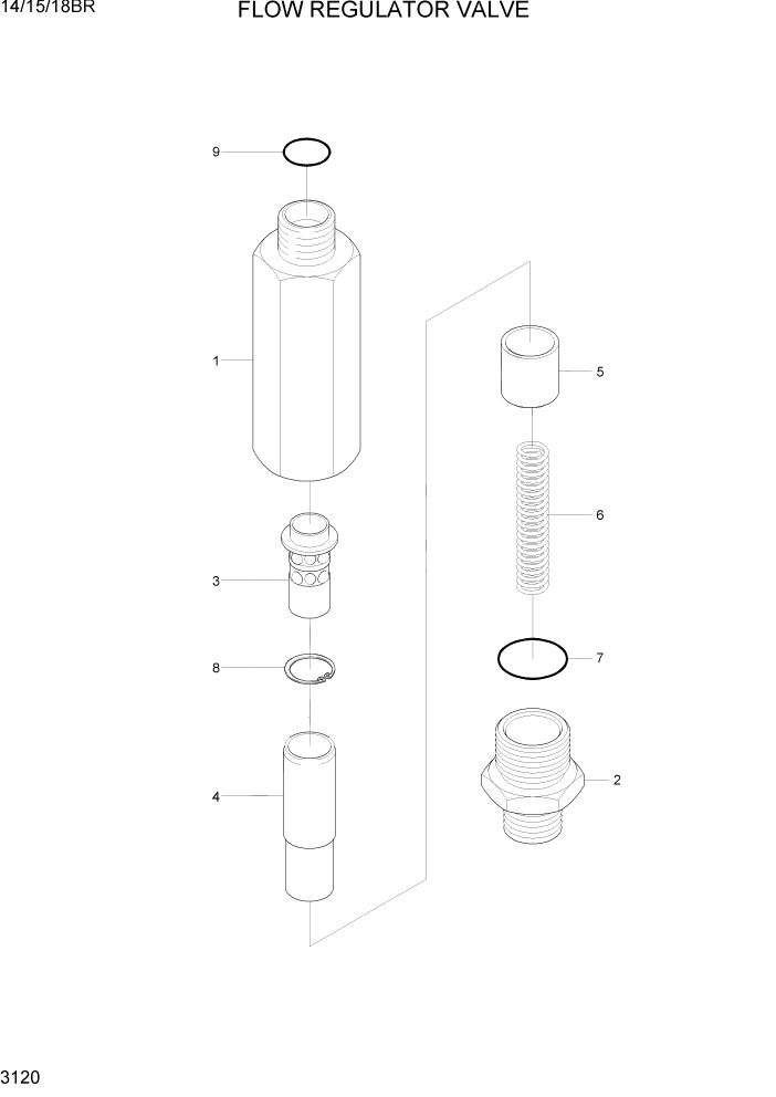 Схема запчастей Hyundai 14/15/18BR - PAGE 3120 FLOW REGULATOR VALVE ГИДРАВЛИЧЕСКИЕ КОМПОНЕНТЫ