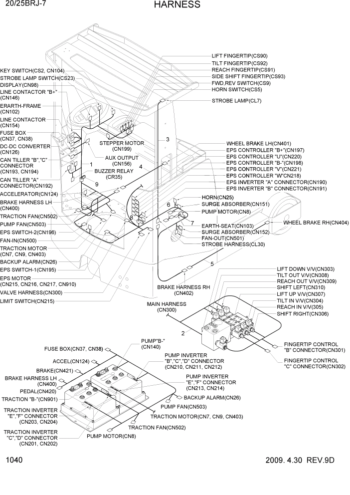 Схема запчастей Hyundai 14BRJ/16BRJ-7 - PAGE 1040 HARNESS ЭЛЕКТРИЧЕСКАЯ СИСТЕМА